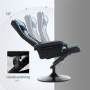 Vinsetto Video Game Chair and Footrest Set with Lumbar Support Headrest Blue