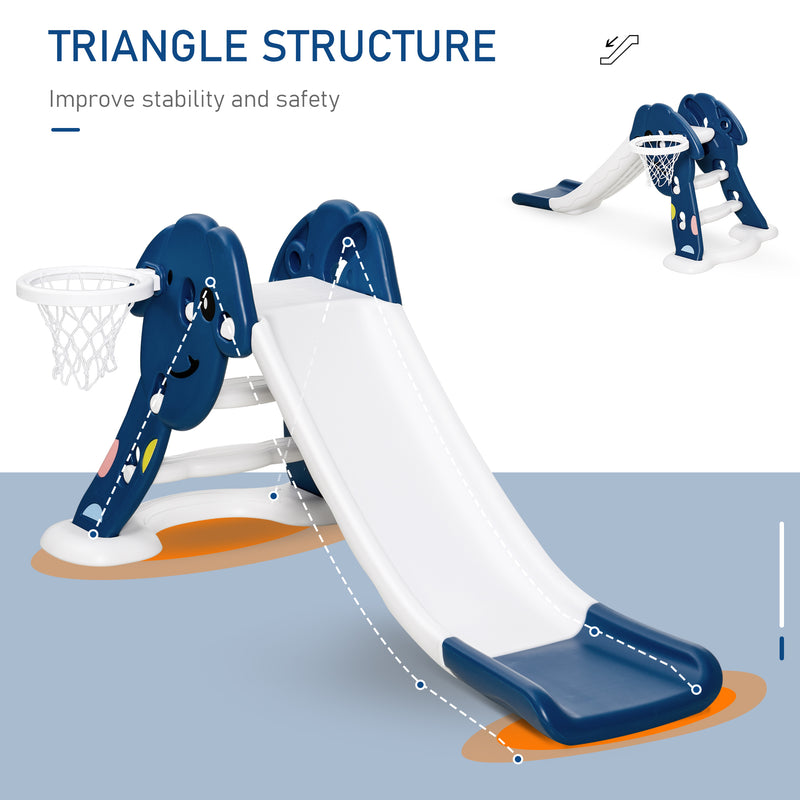 HOMCOM Kids Slide with Basketball Hoop Toddler Climber Freestanding Slider