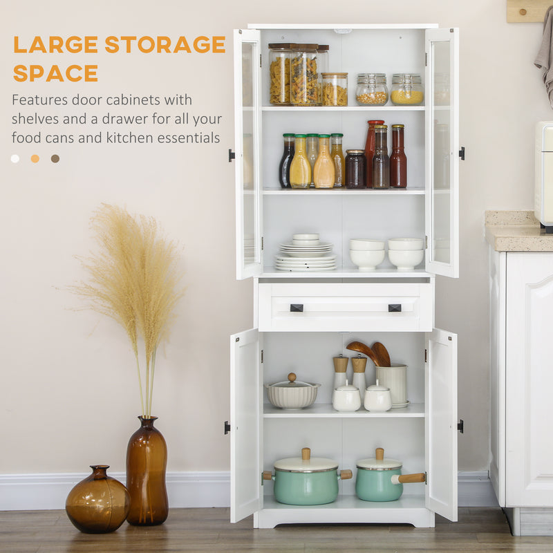 HOMCOM Kitchen Cupboard Storage Cabinet Adjustable Shelves Glass Door