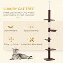 PawHut Floor to Ceiling Cat Tree for Indoor Cats 5-Tier Kitty Tower Brown
