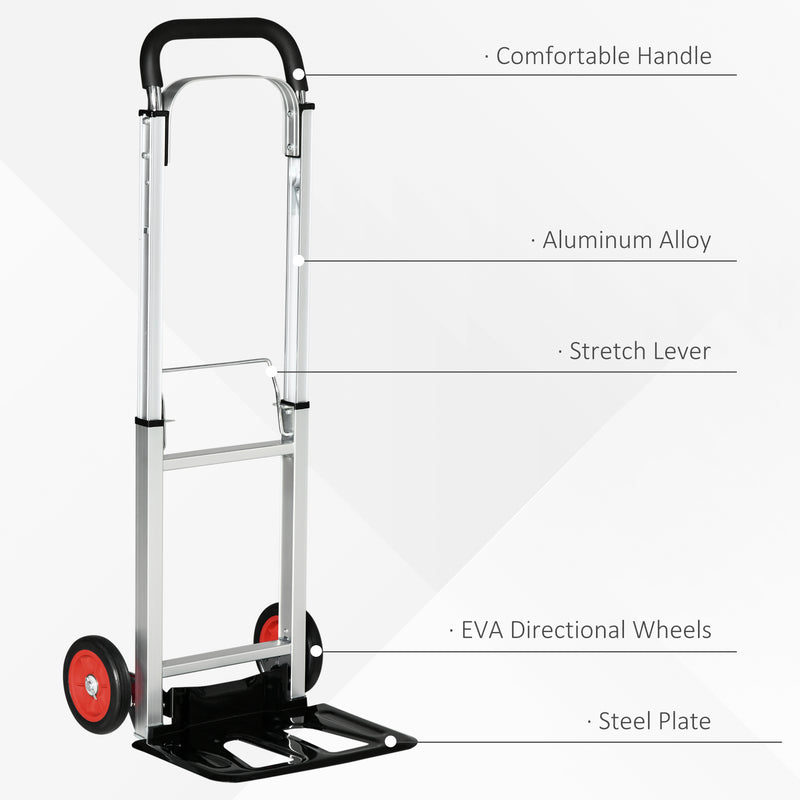 DURHAND Folding Trolley on Wheel Hand Truck w/ Extended Handle for Moving Travel