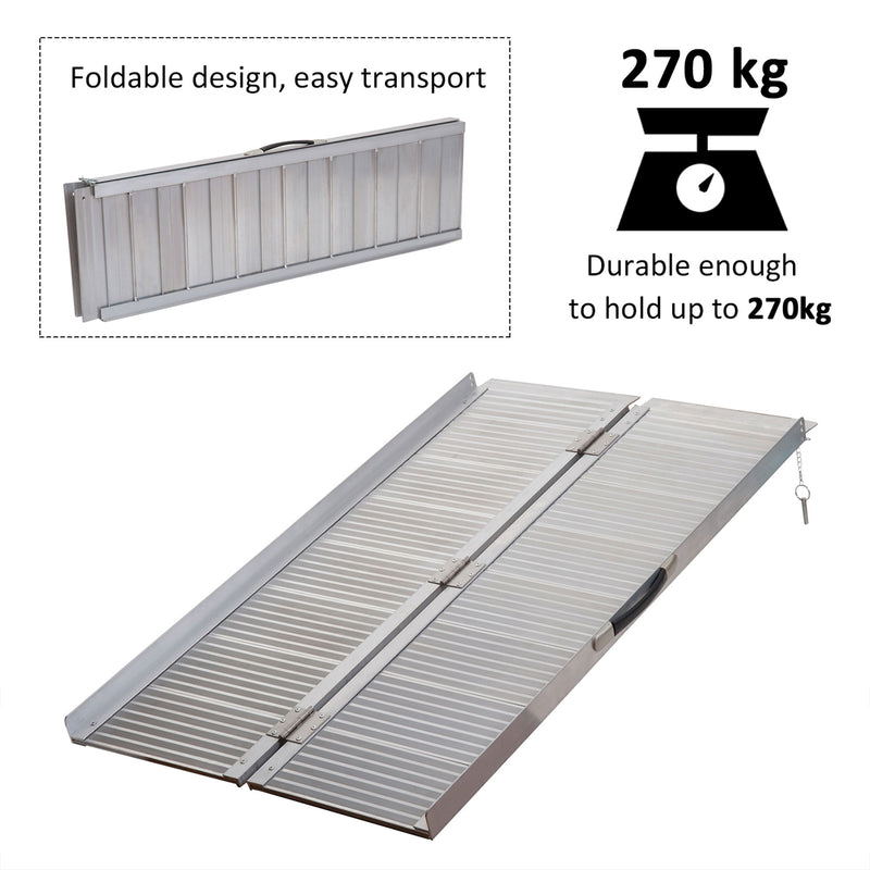 HOMCOM 4ft Aluminium Folding Wheelchair Ramp Equipment Mobility Suitcase