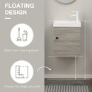 kleankin Bathroom Vanity Unit with Basin, Wall Mounted Wash Stand, Grey