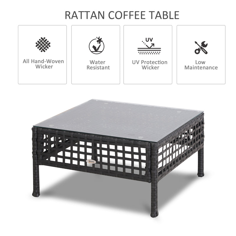 Outsunny Outsunny Rattan Coffee End Table Garden Outdoor Furniture Square Wicker