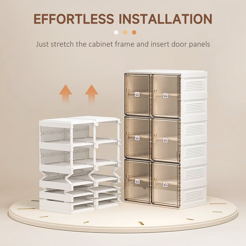HOMCOM Plastic Shoe Storage Cabinet Cube Shoe Storage Organizer for Bedroom