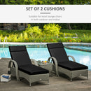 Outsunny Set of 2 Lounger Cushions Deep Seat Patio Cushions with Ties Black