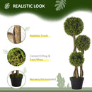 HOMCOM Potted Artificial Plants Boxwood Ball Topiary Trees Indoor Outdoor, 90cm