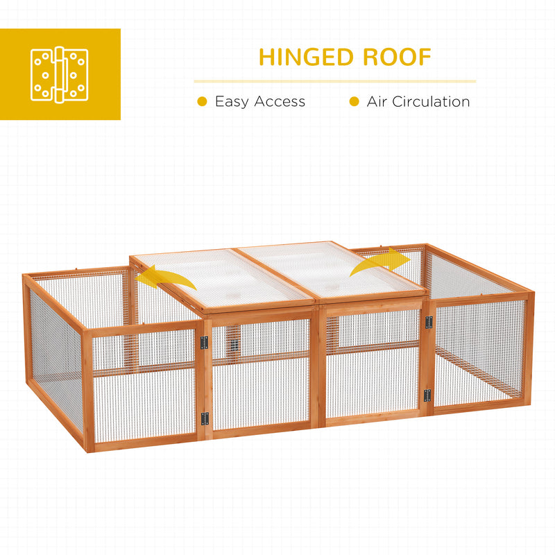 PawHut Wooden Rabbit Hutch Cage House w/ Mesh Wire Safety for Outdoor Garden