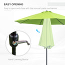 Outsunny 2.7M Patio Umbrella Outdoor Sunshade Canopy w/ Tilt and Crank Green