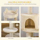 PawHut 4 Tiers 104cm Cat Tree W/ Scratching Posts Perches  Hanging Ball, Beige