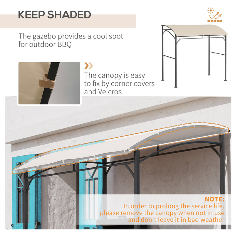 Outsunny 2.2 x 1.5 m BBQ Gazebo Tent Sun Shade with Canopy and 10 Hooks, Beige