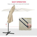 Outsunny 3m Cantilever Parasol With Easy Lever Crank Handle 6 Metal Ribs White