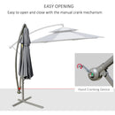 Outsunny 2.7m Cantilever Banana Parasol Outdoor Sun Shade w/ Crank, Dark Grey