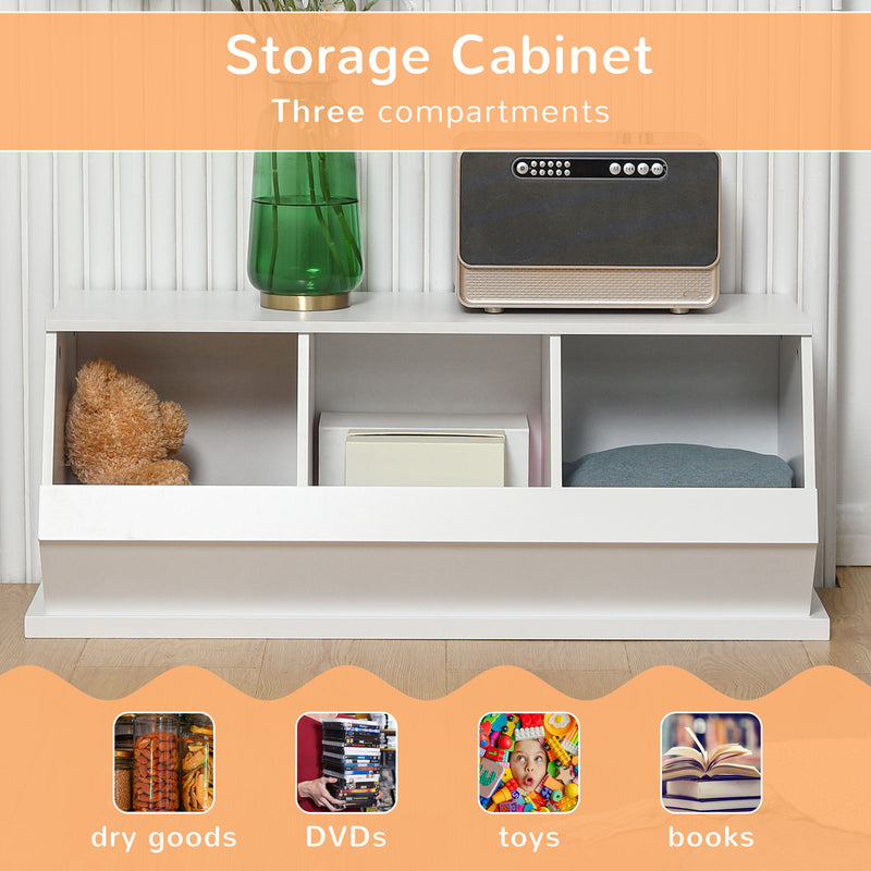 HOMCOM 3 Compartments Storage Cabinet for Living Room, Nursery Room, Hallway