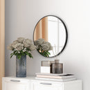 Kleankin Round Bathroom Mirror, Modern Wall Mirror Aluminium Frame, 40x40 Cm