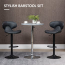 HOMCOM Grey Adjustable Swivel Bar Stools Set of 2, Barstools for Counter Bar