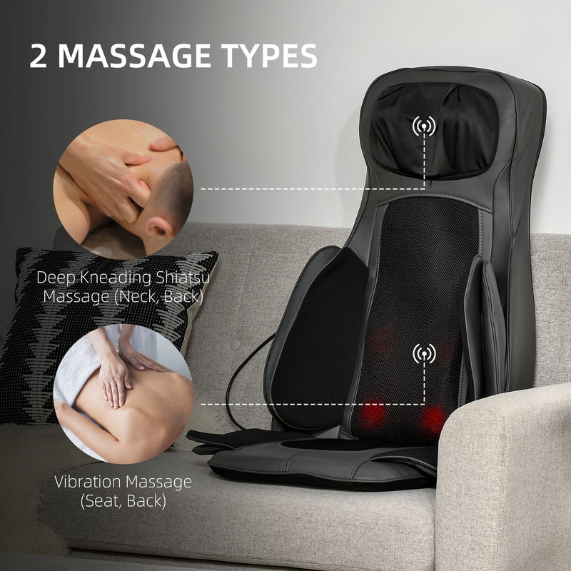 HOMCOM Back & Neck Massager w/ Heating Deep Tissue Kneading Compress Vibrating