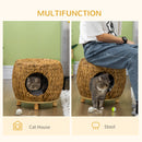 PawHut Rattan Cat House Stool for Rest w/ Soft Cushion 44 x 43 x 41cm