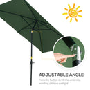 Outsunny 2 x 3(m) Garden Parasol Rectangular Market Umbrella w/ Crank Green