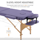 HOMCOM Wooden Folding Spa Beauty Massage Table w/ 2 Sections, Carry Bag, Purple