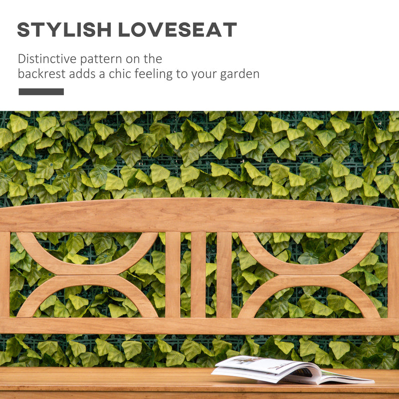Outsunny 2-Seater Wooden Garden Bench Outdoor Patio Loveseat Natural