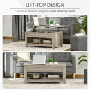 HOMCOM Lift Top Coffee Table w/  Hidden Storage Compartment & Shelves Oak