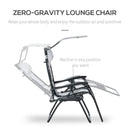 Outsunny Zero Gravity Lounger Chair, Folding Camping Reclining Chair, Grey