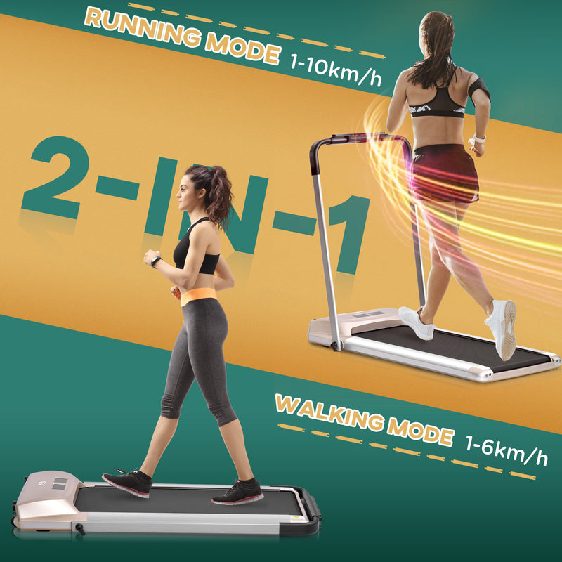 HOMCOM Folding Treadmill, 1-10km/h Electric Running Machine w/ LCD Monitor