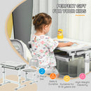 HOMCOM Kids Desk and Chair Set w/ Drawer, Pen Slot Hook - Grey