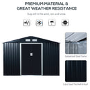 Outsunny 9 X 6FT Outdoor Storage Garden Shed Sliding Door Galvanised Dark Grey