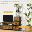 HOMCOM Industrial Storage Cabinet with 2 Shelves 3 Fabric Drawers Rustic Brown