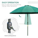 Outsunny 2.6m Round Curved Adjustable Parasol Sun Umbrella Metal Pole Green