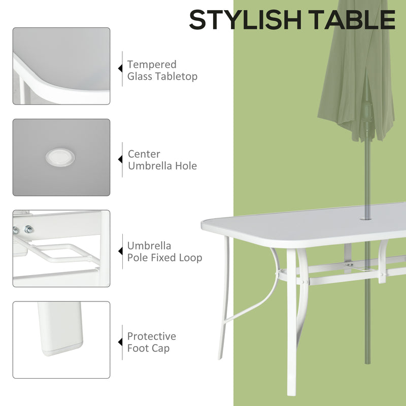 Outsunny 7 Piece Garden Dining Set w/ Dining Table and Chairs for Backyard Grey