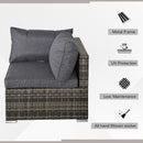 Outsunny Rattan Corner Sofa Garden Rattan Furniture Single Sofa Chair Dark Grey