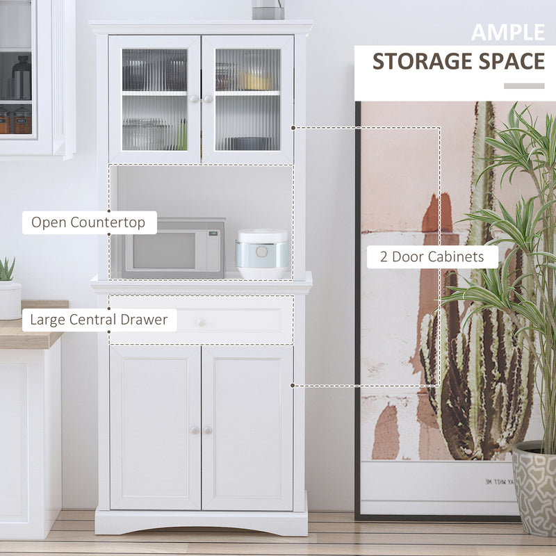 HOMCOM Kitchen Cupboard Storage Cabinet with Drawer, Doors and Shelves, White