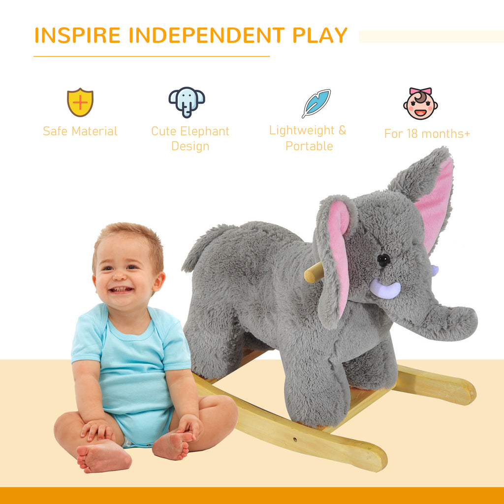 Ride On Elephant Rocker Children Rocking Horse Grey Nursery Rhymes Kid