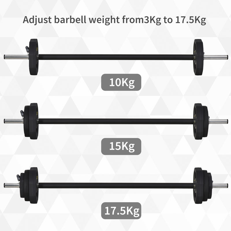 HOMCOM Adjustable 20kg Barbell Set Fitness Exercise for Indoor Home Gym Black