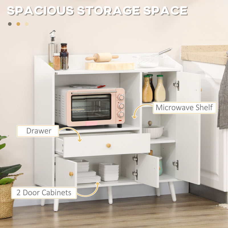 HOMCOM Microwave Cabinet Kitchen Storage Cabinet with Adjustable Shelves White