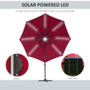 Outsunny 3(m) LED Cantilever Parasol Outdoor with Base Solar Lights Red