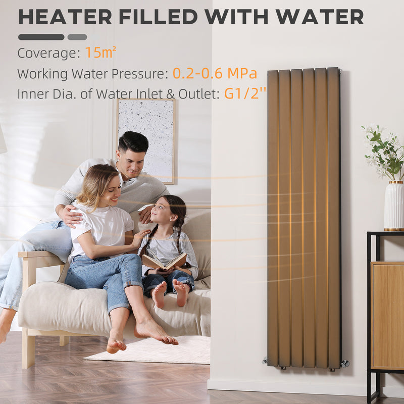 HOMCOM Vertical Designer Radiator Wall-mounted Heater for Bedroom Study Grey