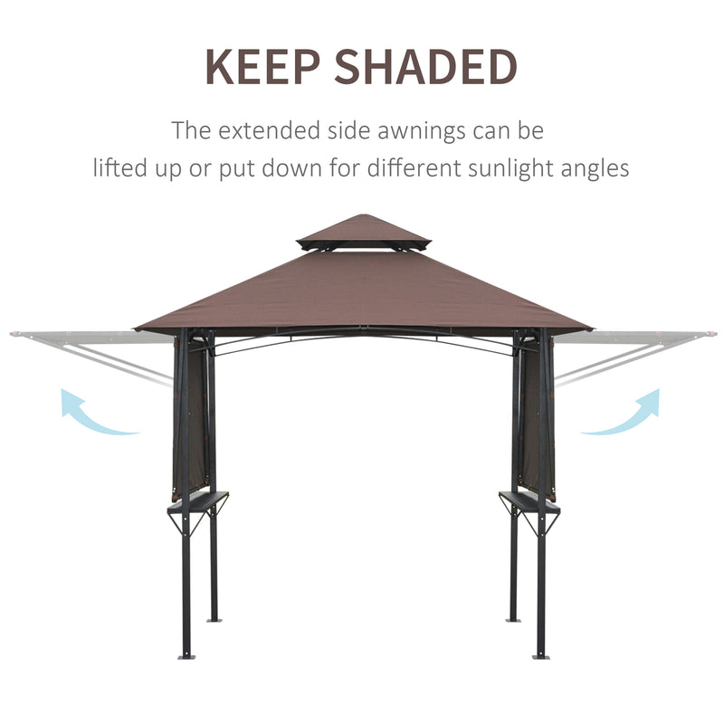 Outsunny Party BBQ Tent Outdoor Camping Patio Canopy Awing Waterproof Coffee