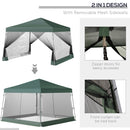 Outsunny 3 x3 x2.6m Folding Pop-up Garden Gazebo W/Mosquito Netting Green