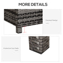 Outsunny Garden Rattan Side Table,Wicker Coffee Desk, Glass Top, Mixed Grey