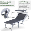 Outsunny Outdoor Lounger Fold 165° Reclining Chair w/ Adjustable Canopy Grey