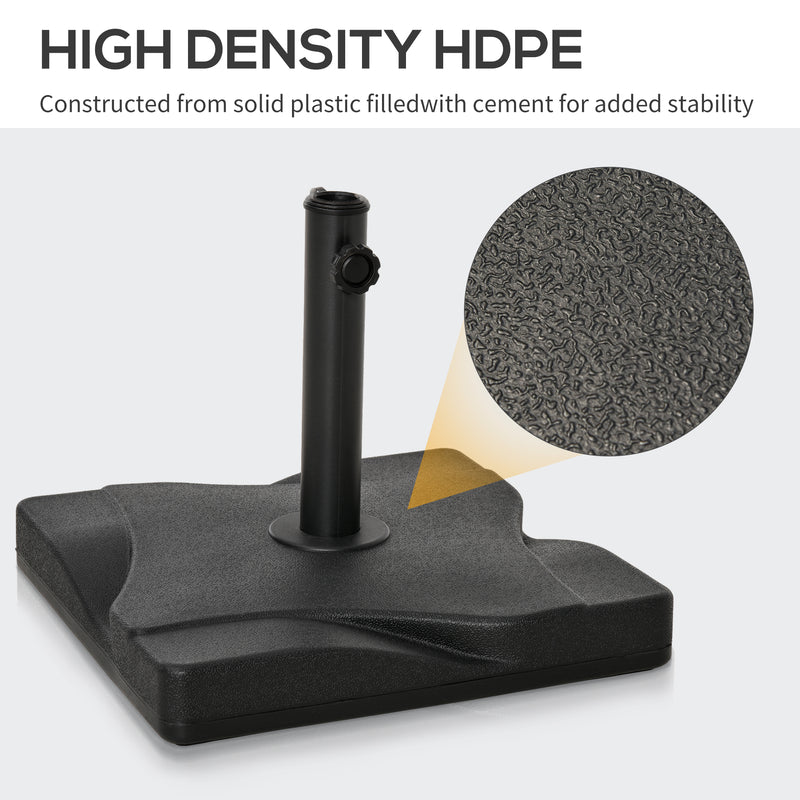 Outsunny 20KG Square Patio Umbrella Base, Fits ?32mm,?38mm,?48mm Pole - Black