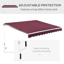 Outsunny Garden Sun Shade Canopy Retractable Awning, 3 x 2.5m, Wine Red