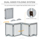PawHut Pet Gate 4 Panel Wooden Dog Barrier Folding Fence w/ Support Feet