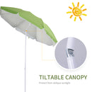 Outsunny arc1.7m Outdoor Beach Umbrella Parosol Tilt Sun Shelter w/  Bag Green
