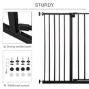 PawHut Pressure Fitted Pet Dog Safety Gate Metal Fence 76 cm Tall, Black
