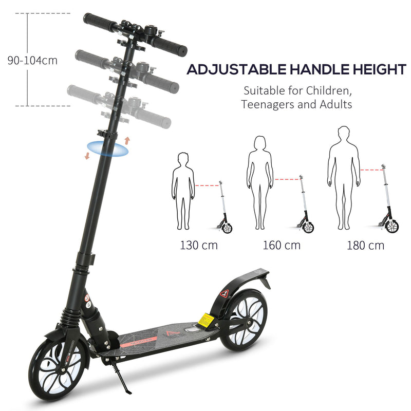 HOMCOM Folding Kick Scooter Hight-Adjustable w/ Rear Brake & Double Shock Black